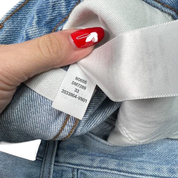 Madewell Low Slung Straight Slouchy Jeans Button Fly Cross Tab Light Wash 33 - Picture 10 of 10